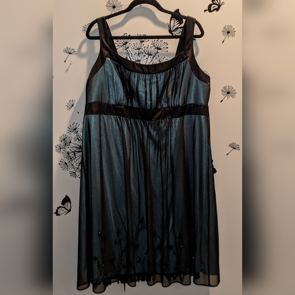 Black and Teal Midi Dress
